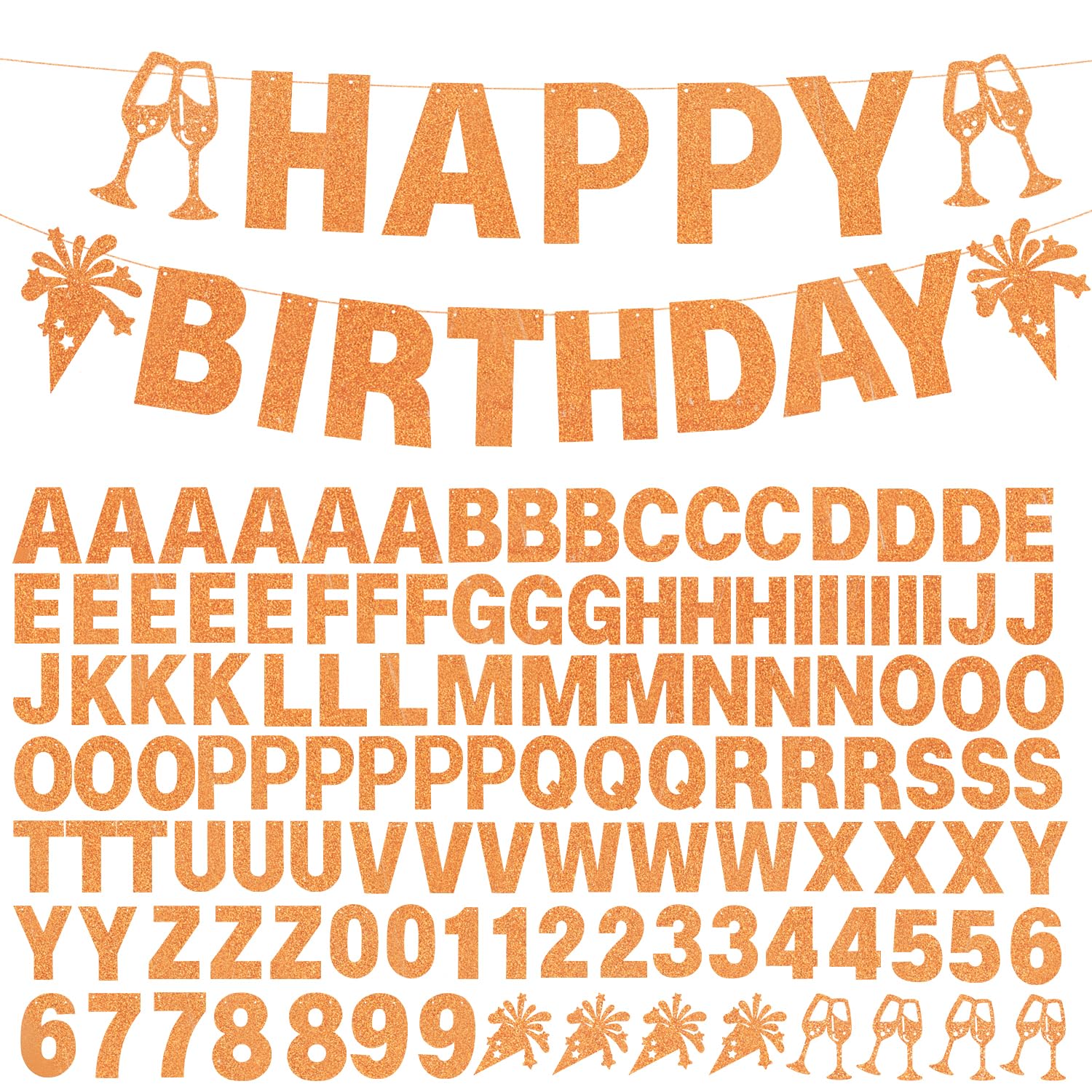 129Pcs DIY Letter Banner Glitter Customizable Banner Kit DIY Happy Birthday Letters 0-9 Numbers Custom Personalized Banners Decor Baby Shower Birthday