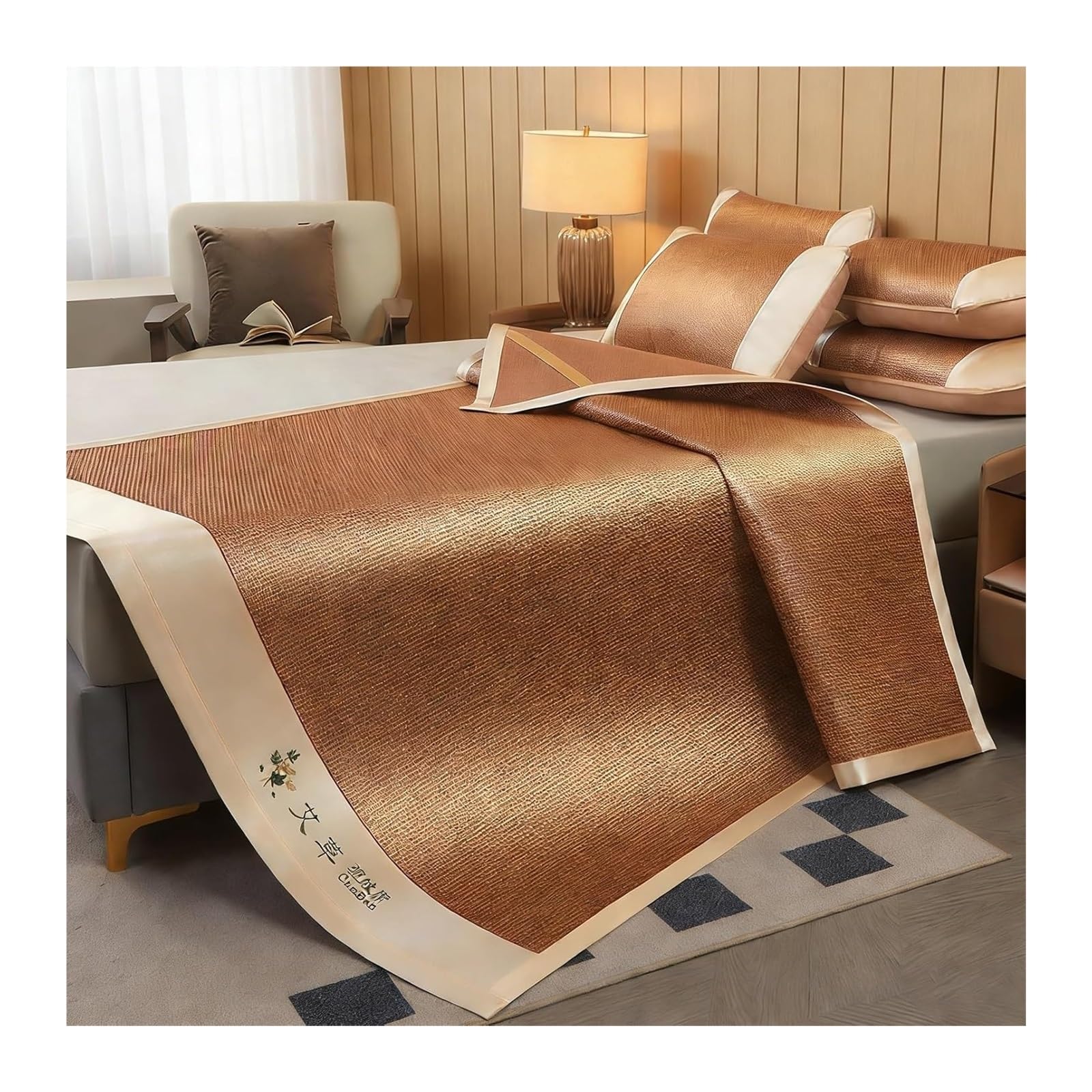 Summer Bamboo Bed Mat, Foldable Cooling Mattress Pad, Breathable Mat for Home and Dormitory, Multiple Sizes(A,200 * 200m/78.7 * 78.7in)