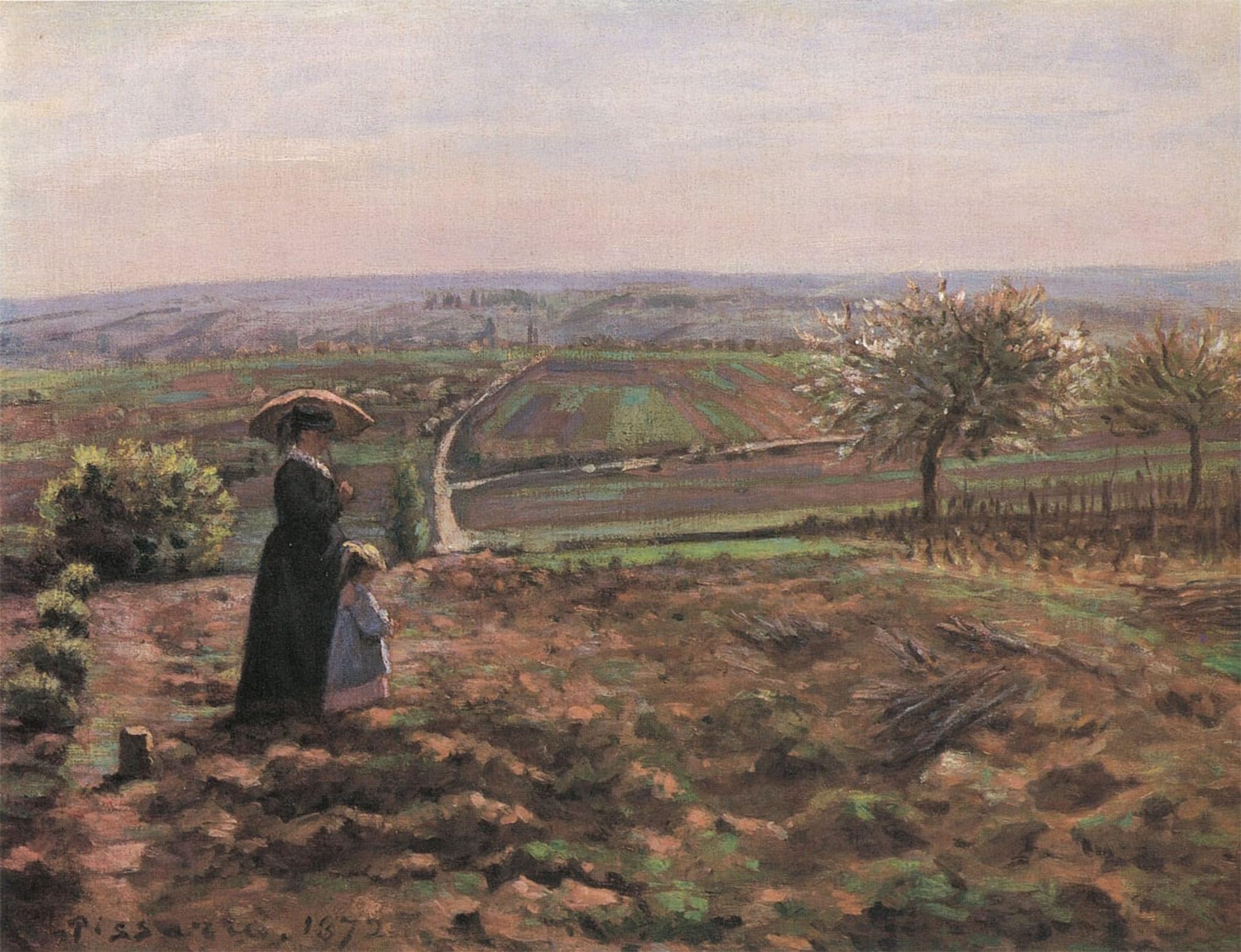ARTXLXXBN Famous Prints Artwork Pictures Poster Painting Art the Route of Rouen the Heights of Lhautil Pontoise by Camille Jacob Pissarro Artwork Landscape Pictures for Home Decor 60x90cm