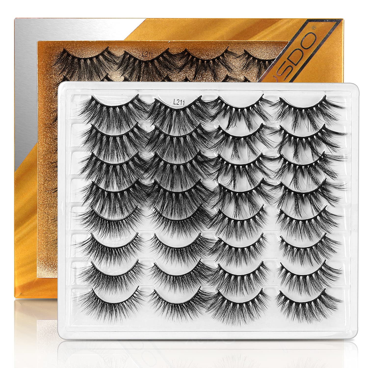 False Eyelashes Reusable 3D Faux Mink Lashes Fluffy Thick Natural Look Fake Eyelashes Handmade Wispy Soft Long Dramatic Eyelashes for Eye Makeup Eyelashes Extension (4 Styles 16 Pairs)