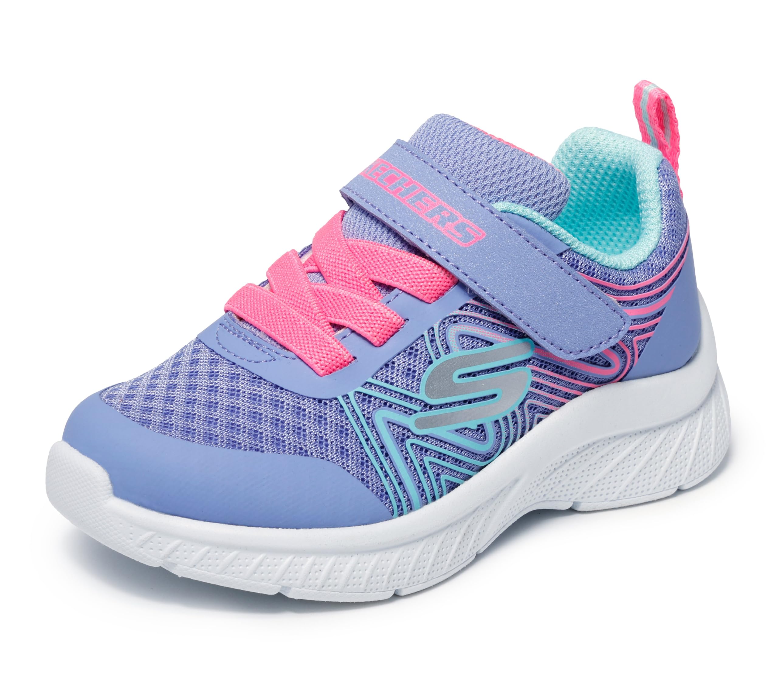 Skechers Girls' Microspec Swirl Sweet 12 Little Kid Perwinkle/Multi