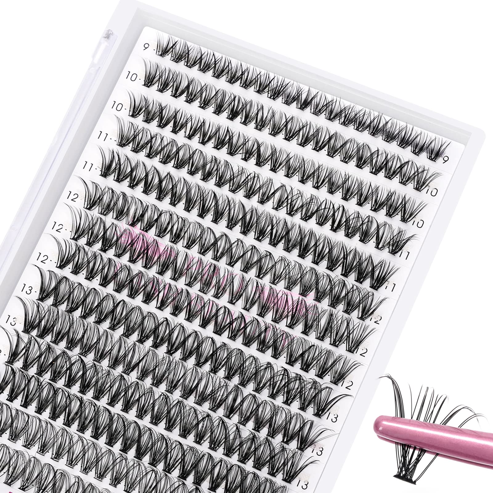 280 Pcs Individual Lashes 30D-D-0.07-9-16mix Cluster Lashes 10D 20D C D Curl Wispy Lashes Bottom Lashes DIY Lashes At Home?30D-D-0.07-9-16mix?