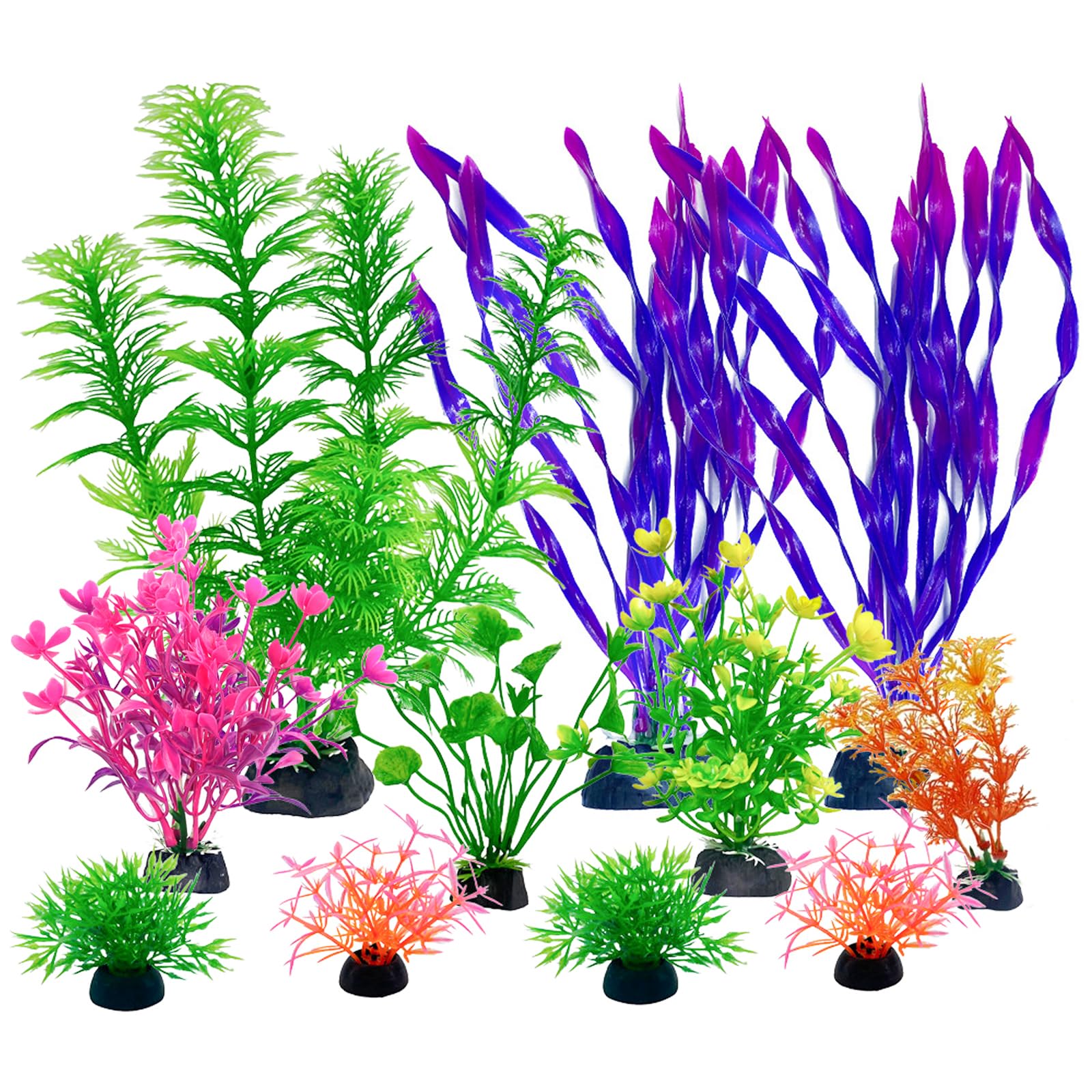 Aquarium Zubehör Aquarium Deko Aquariums Pflanzen Künstlich Wasserpflanzen Aquariums Miniteich Plastikpflanzen Fisch Tank Schildkröte Aquarien Dekorationen Lila Grün Rosenrot Aquarien 11 Stück
