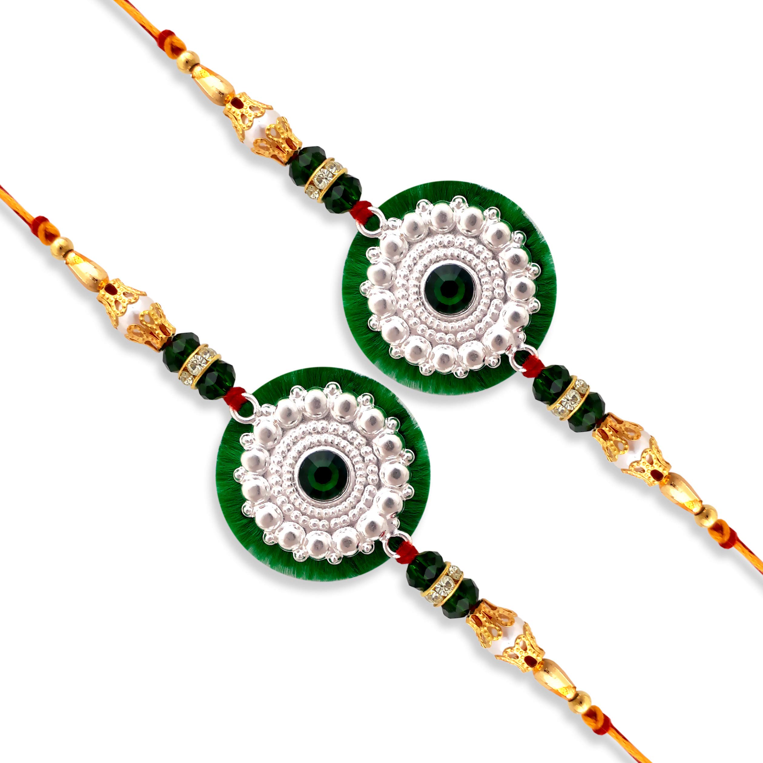 (0140) Milan Jewellers BIS Hallmark 99.5% Fine Silver Certified Traditional Rakhi (Green) (Pack of 2) (B07FK1YKP5) Amazon Price History, Amazon Price Tracker
