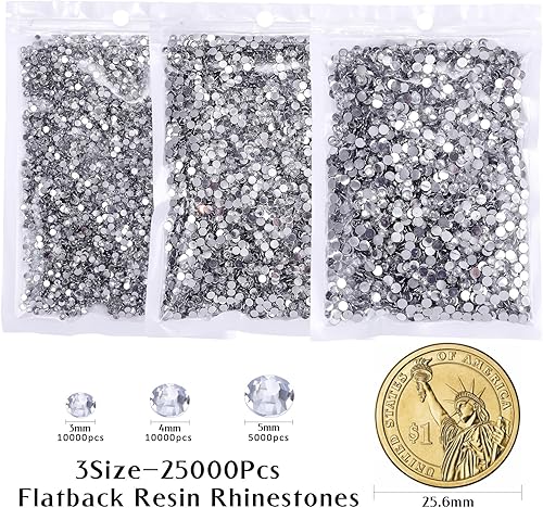 Miniatura 7 de 25000 diamantes de imitación transparentes para kit de deslumbramiento, diamantes de imitación de resina plana de 0.197 a 0.198 pulgadas, diamantes