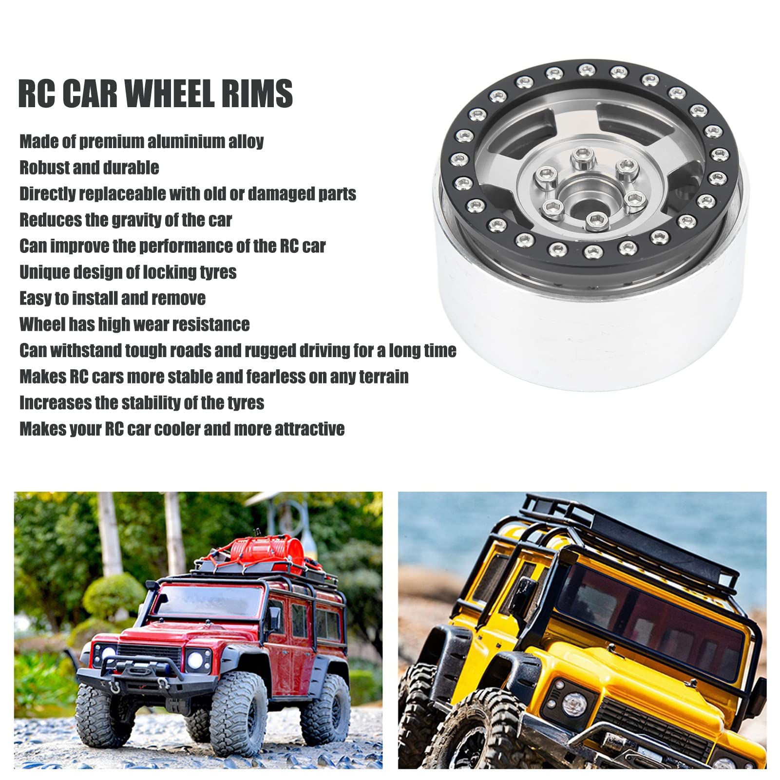 4 szt. Felgi kół RC 1,9 cala Wymiana metalu RC Koło samochodu SCX10 90046 AXI 03007 MST 1/10 RC Car (Koloru)
