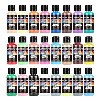 SAZ DEKOR 24Pcs Acrylic Leather Paint Set Water based Paint DIY 30ml Acrylic Paint Set