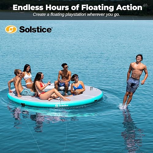 Miniatura 9 de SOLSTICE Circular Mesh Hangout Ring Inflatable Dock, Floating Water Raft Platform Malla (8'6'' hexagonal)