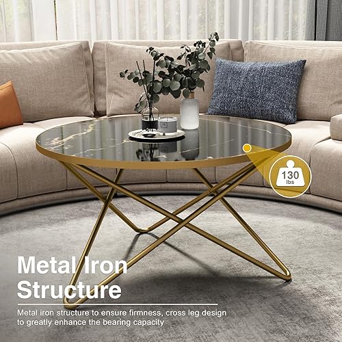 Miniatura 4 de HLR Mesa de centro redonda con tapa de mármol sintético negro Mármol negro,Mármol blanco,Verde (Green Marble),https://www.amazon.com/dp/undefined