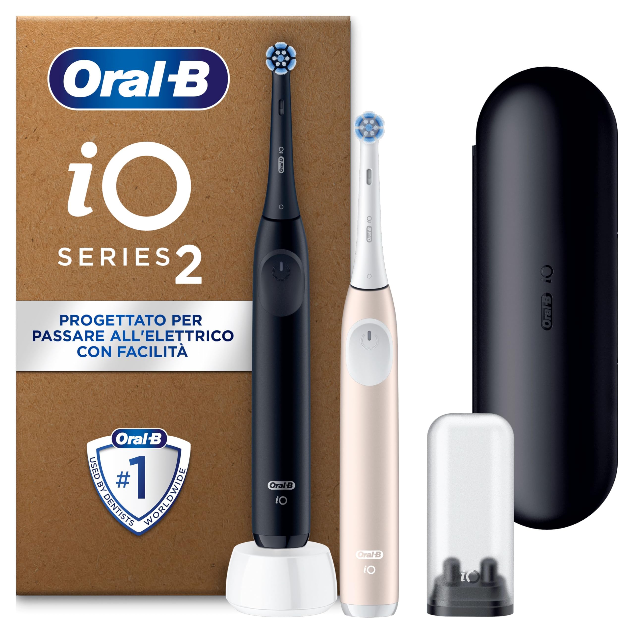 Oral-B iO Series 2 Spazzolino elettrico DUO Pack, Night Black/Calm Pink