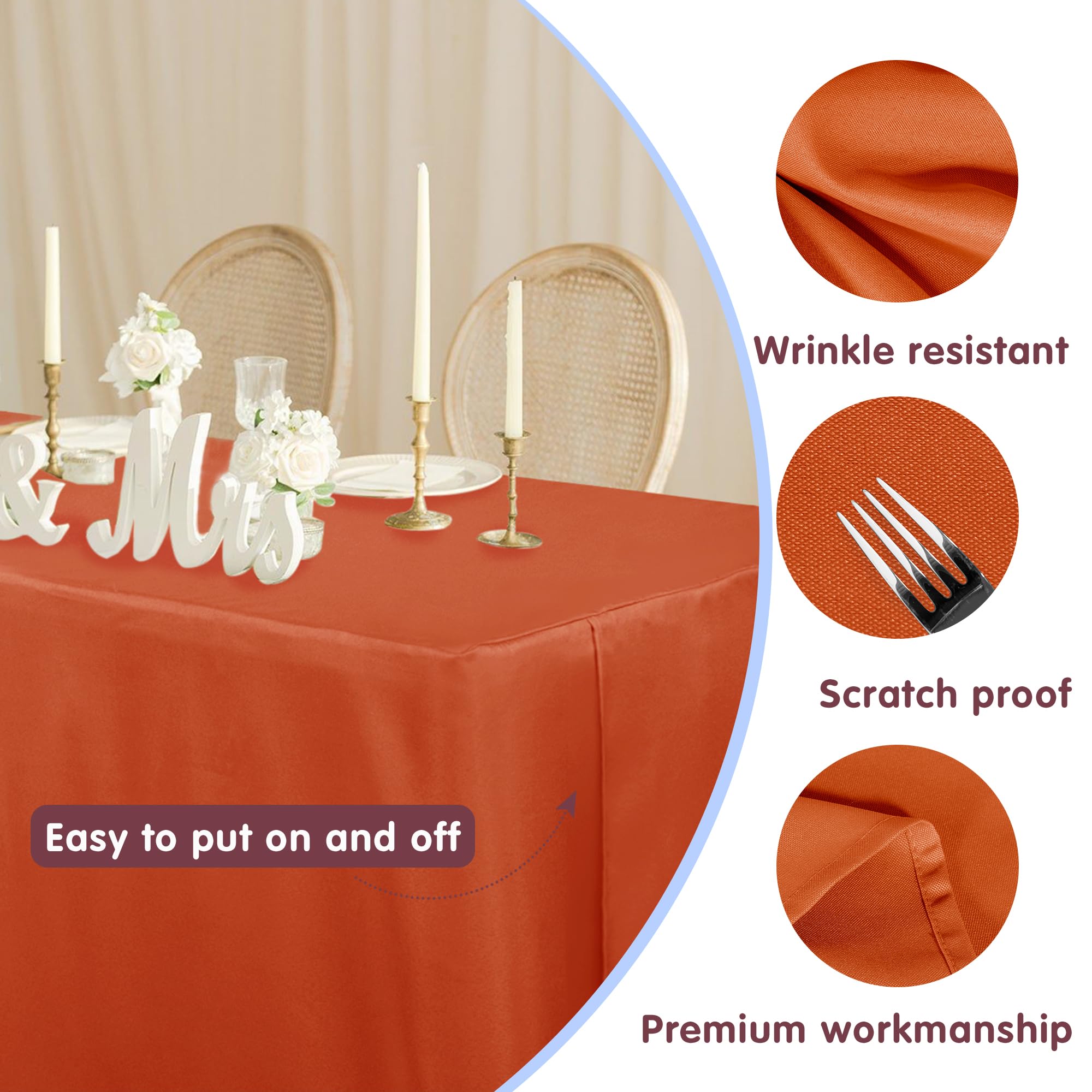 Condition photo showing New/Like New for holidayideas 2 pack fitted table clothes - 48 x 24 inch - orange rectangle tablecloths for 4 foot tables, polyester fabric table covers for folding table, parties, holiday dinner, wedding, trade show