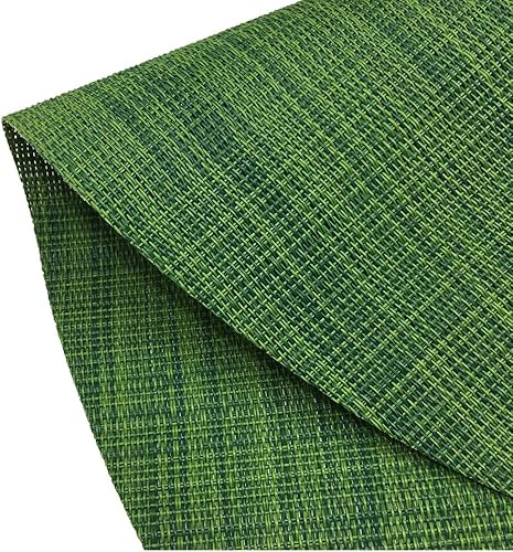 Miniatura 5 de Juego de 6 manteles individuales de vinilo tejido ovalado de bambú de imitación rojo A, resistentes al calor, lavables para mesa de cocina, color