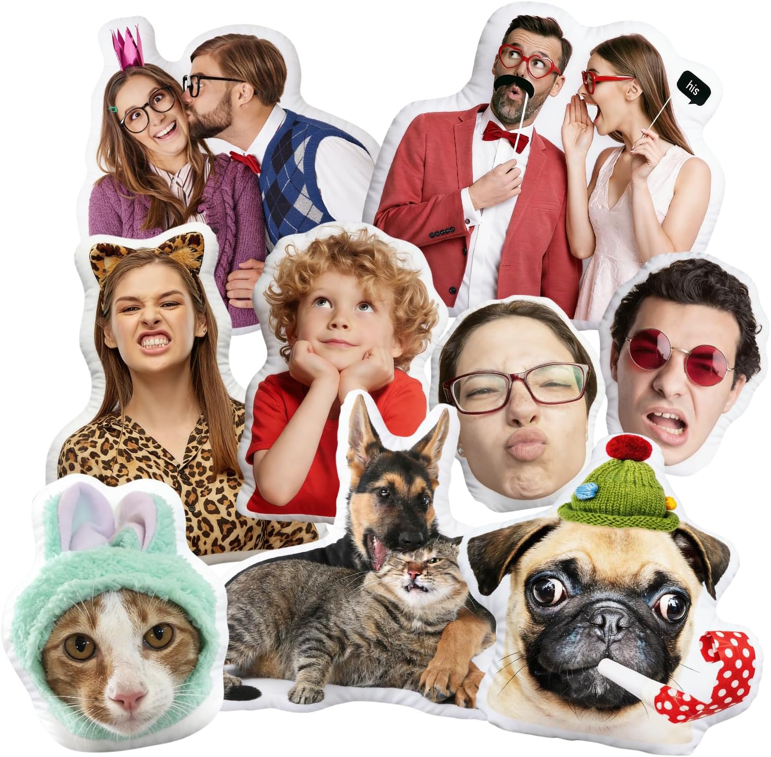 Custom Funny Throw Pillow for Men Women, Personalized Pet Face Pillow, White Elephant Gifts Photo Birthday Funny Gifts for Family Couple Pet