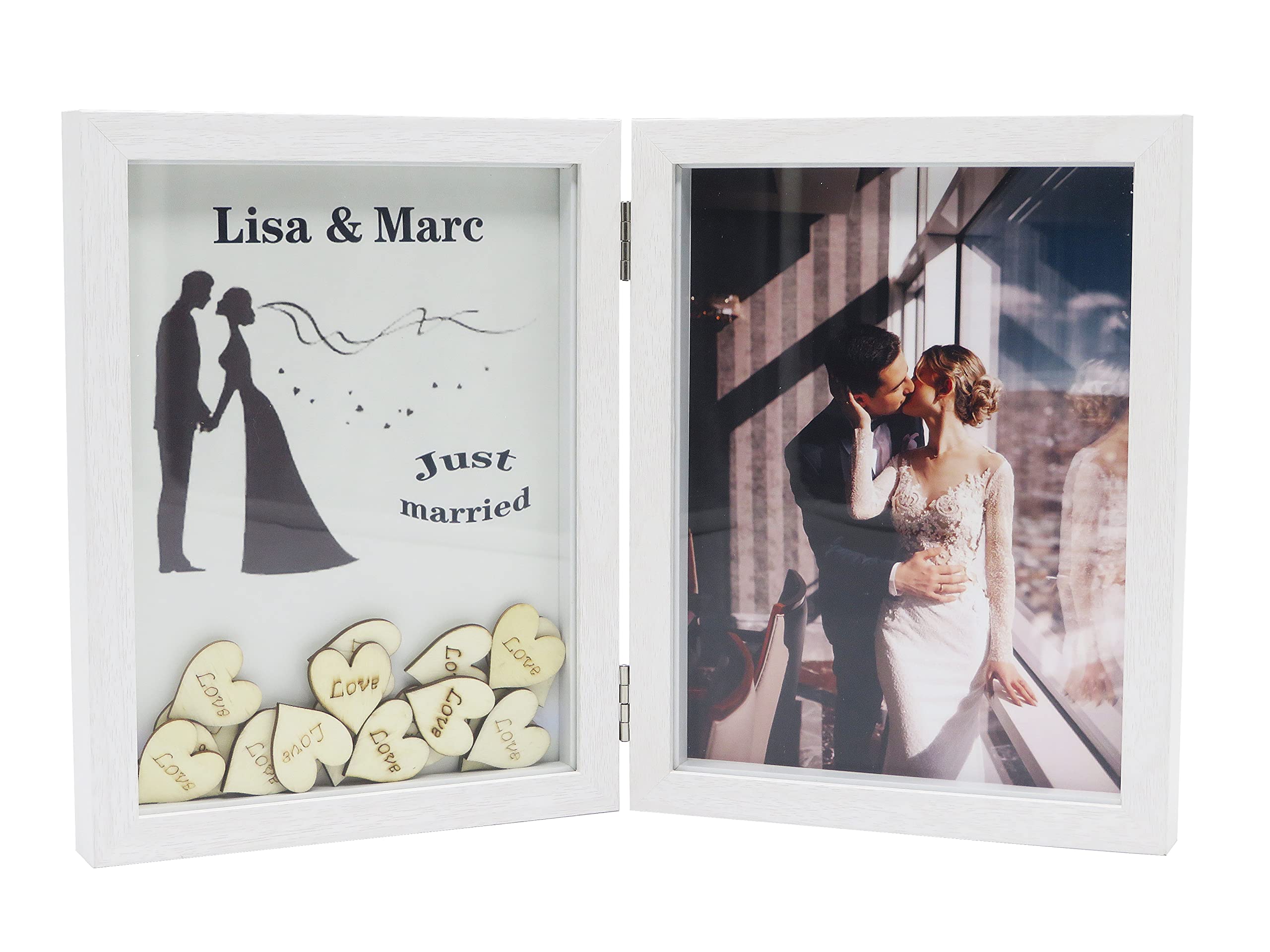 Afuly Cadre Photo Bois 13x18 Double Multiple Pliable 2 Photos Naturel Marron Rustique Mural Ou Table Famille Enfant Cadeau