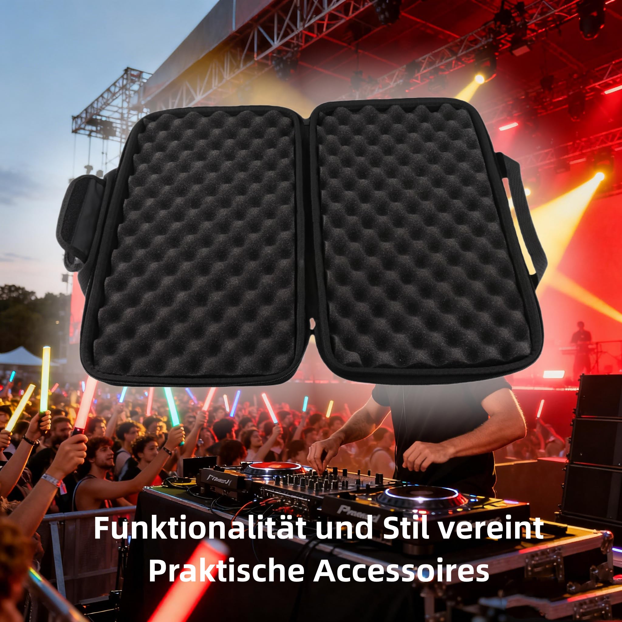 Hartschalenkoffer, Tragbare Schutztasche f¨¹r DJ-Controller, Doppelkanal-Controller, professionell und robust, f¨¹r Profis und Anf?nger, auf der Stra?e und im Studio