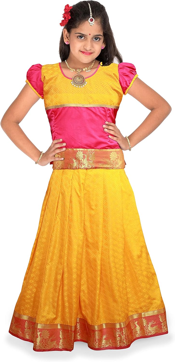 kaatru Thana Silk Girls Pavadai Set (ED9) - Lehenga Choli (Prince Size Chart)