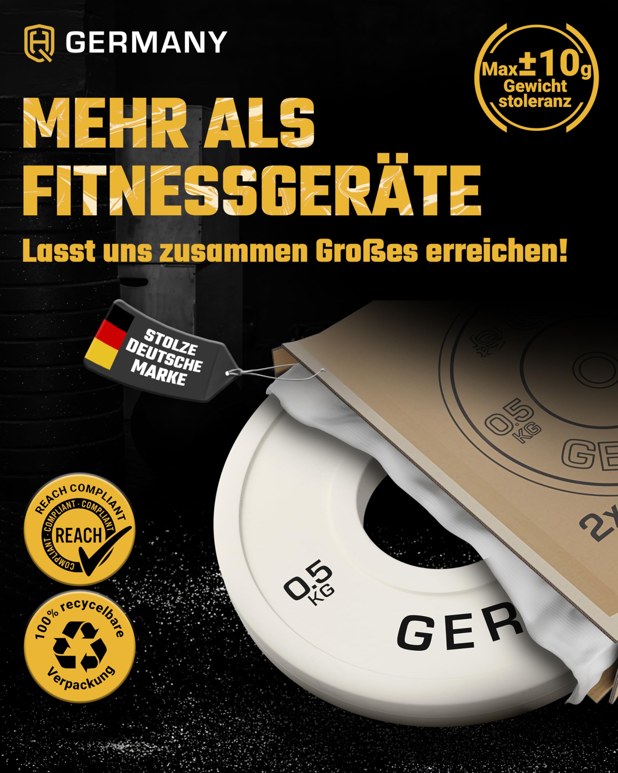 HQ Germany® Fractional Plates 0,5-2,5kg [±10g Kalibriert] - Hantelscheiben 50mm