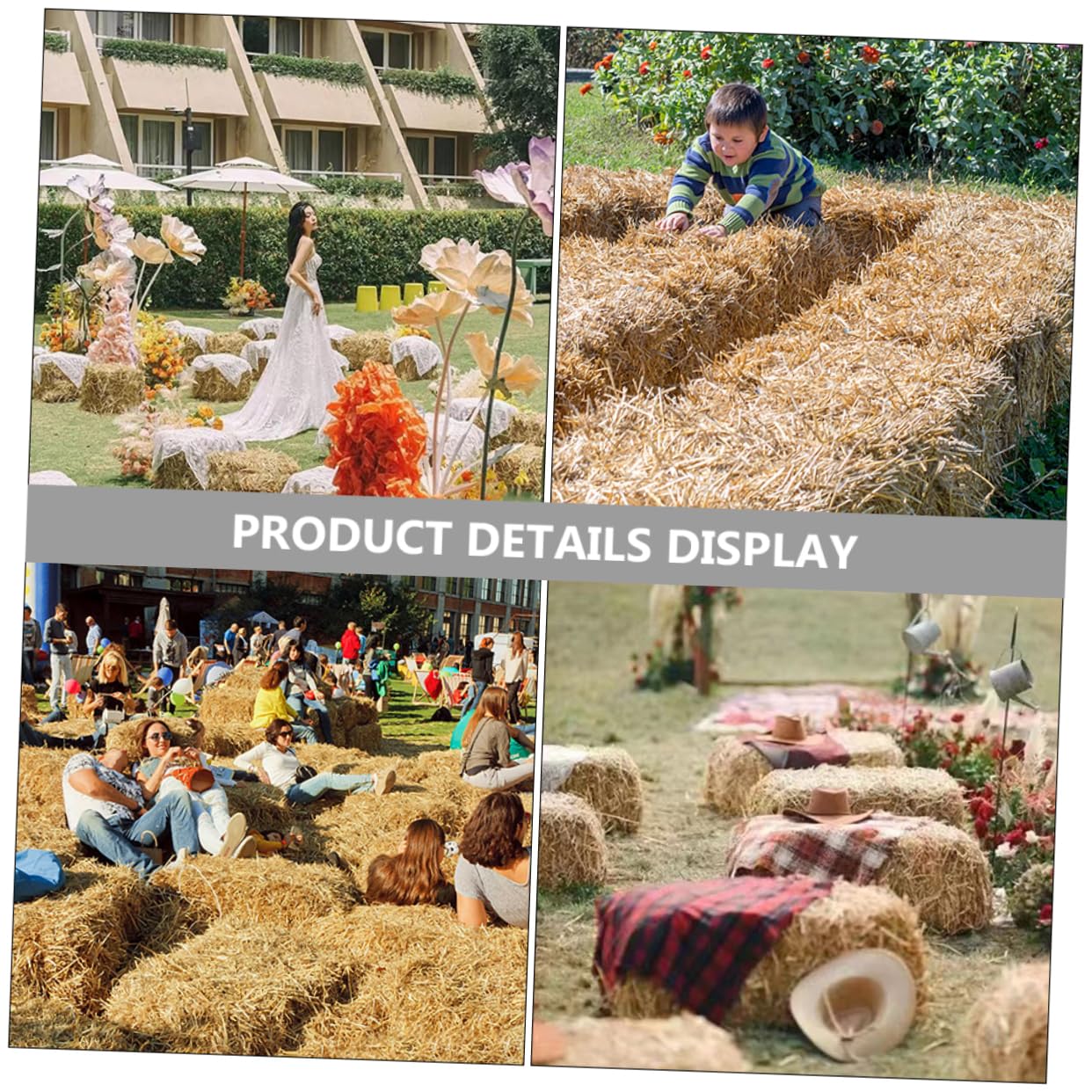 OUNONA Décoration de Haystack Automnal Ornement de pour Mariage et Jardin Accessoire de Photographie Paille Carrée