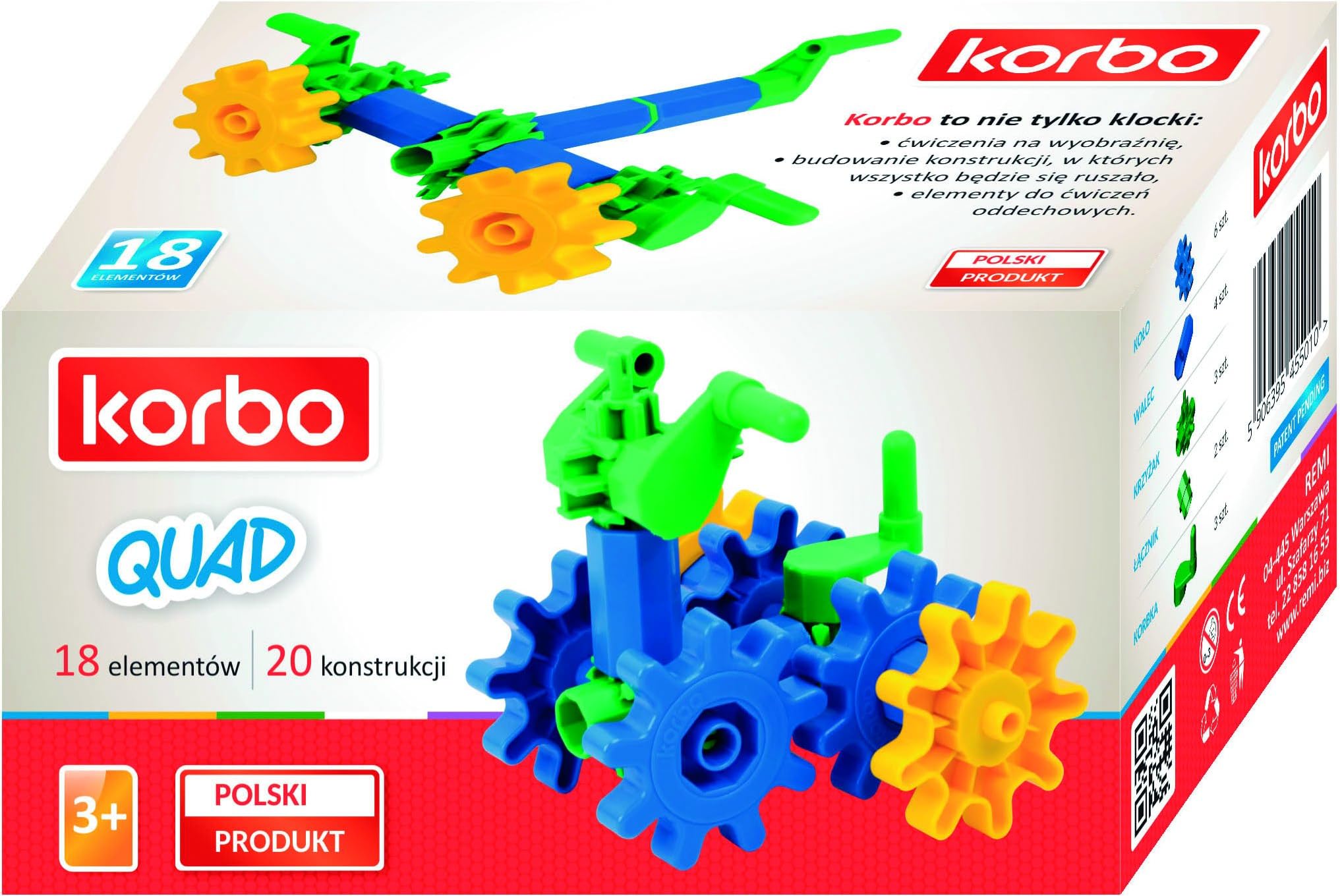 Korbo 18 Quad (Remi 1019) Educational Toy Assorted Colour/Model