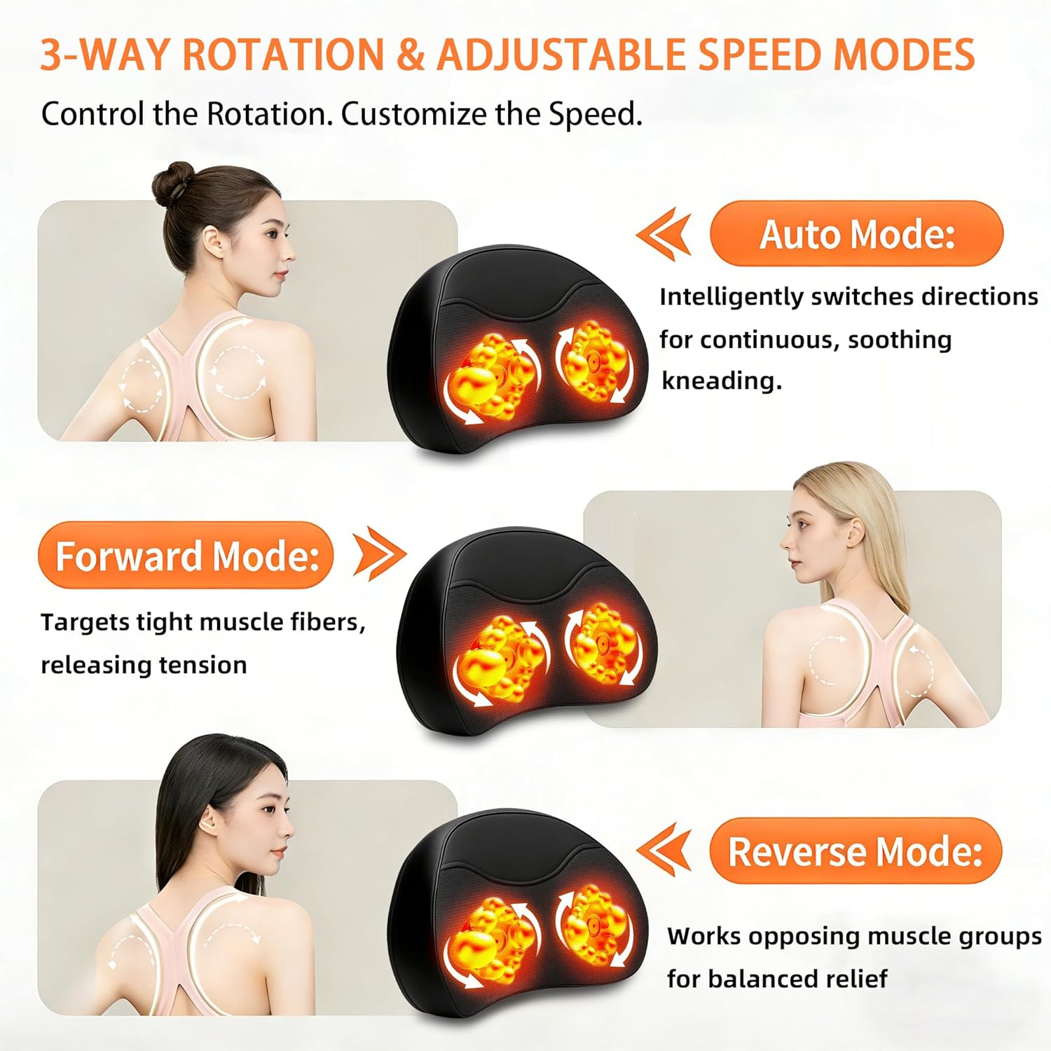 Shiatsu Neck Massager Pillow with Heat, 20 Nodes Deep Tissue Kneading Massage for Pain Relief, Back Shoulder Relaxation, Electric Cervical Support Pillow, Ideal Wellness Gift for Men Women