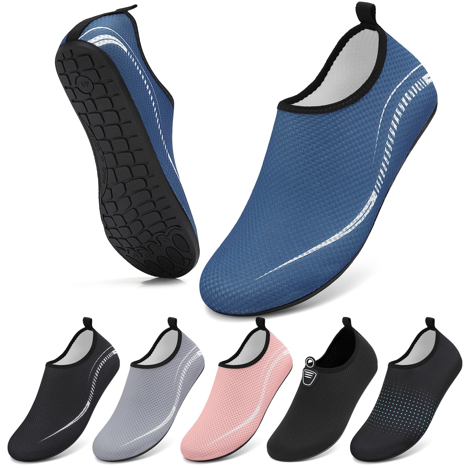 BARFULKER Badeschuhe Wasserschuhe Damen Herren Schnell Trocknend Aquaschuhe rutschfeste Strandschuhe Surfschuhe Schwimmschuhe Barfußschuhe Beach Pool Unisex