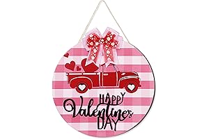 Sggvecsy Valentine Decorations for Door - Pink and White Buffalo Plaid Car...