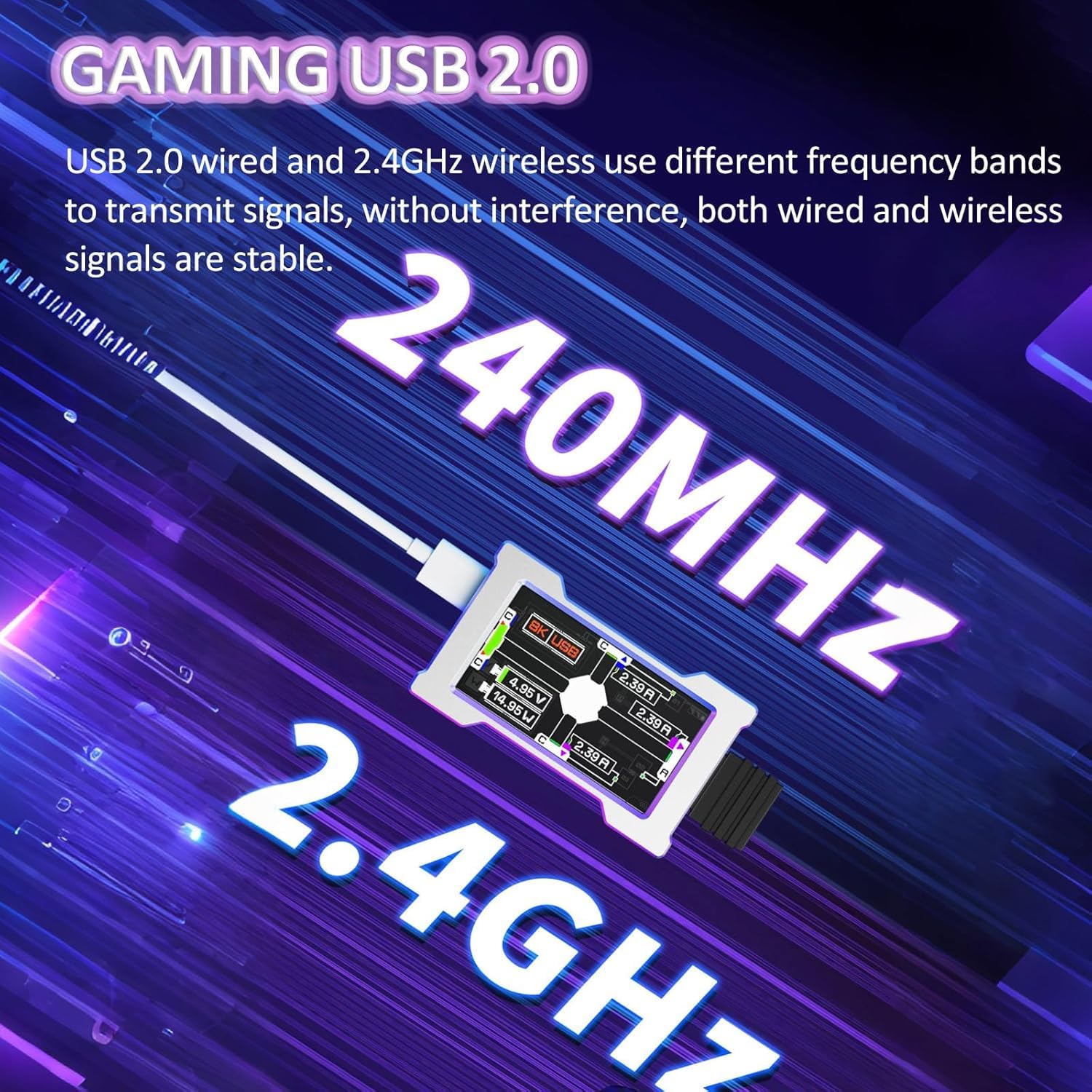 Conmutador USB 2.0 De Escritorio, Concentrador USB para Juegos 8k, Estación De Acoplamiento Hub, con Pantalla Personalizable, Almacenamiento De hasta 77 Imágenes, Modo Mtt