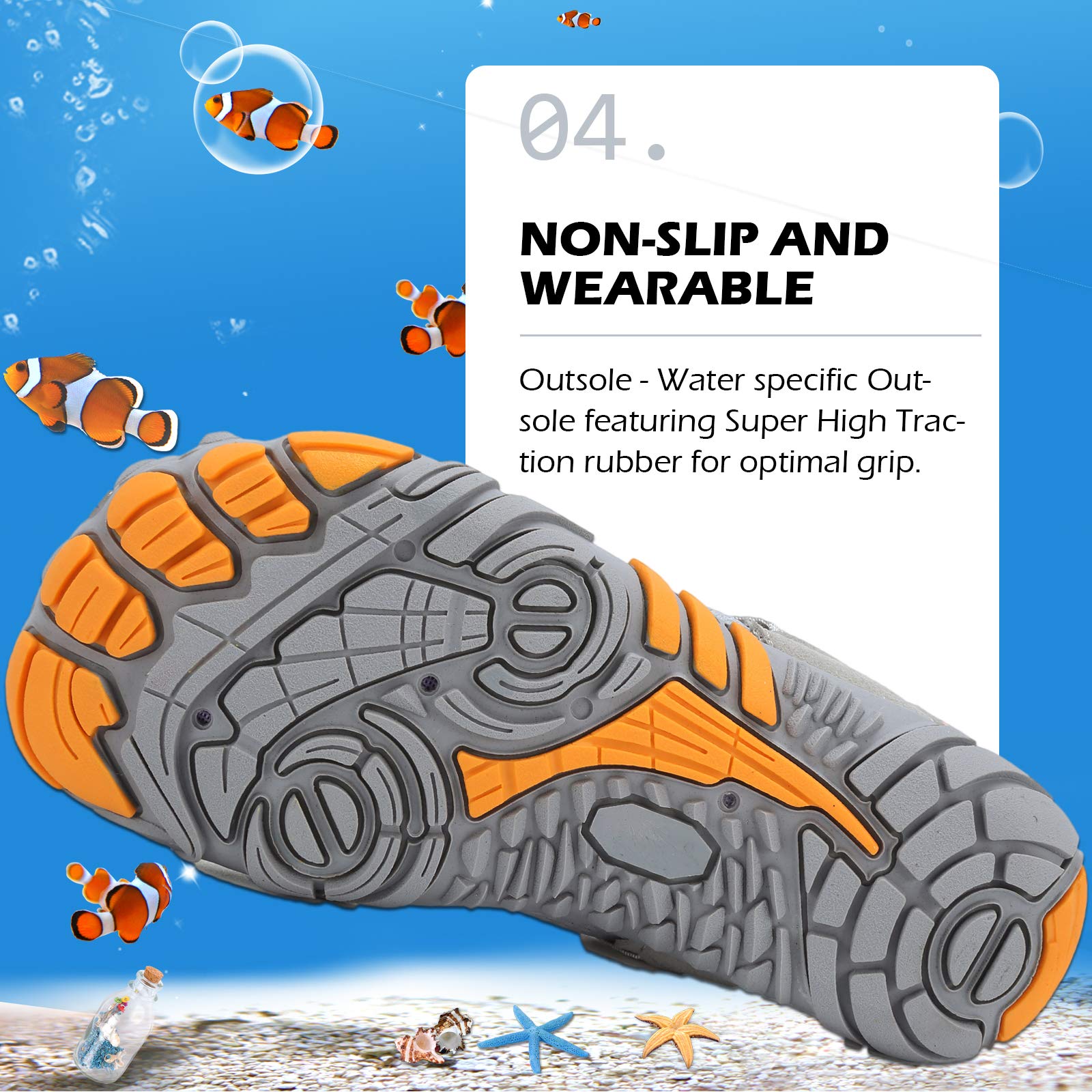 DimaiGlobal Calzado Descalzos Niñas Niños Zapatillas de Trail Running Barefoot Secado Rápido Zapatos de Agua Transpirable Antideslizante para Playa 30EU Gris