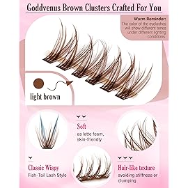 Brown Lash Clusters Kit Natural 300Pcs Wispy Lashes Cluster Eyelash Cluster Extensions Kit C Curve Individual Lashes Extensions Kit For DIY Waterproof & Long - Lasting (Light Brown10-16mm)