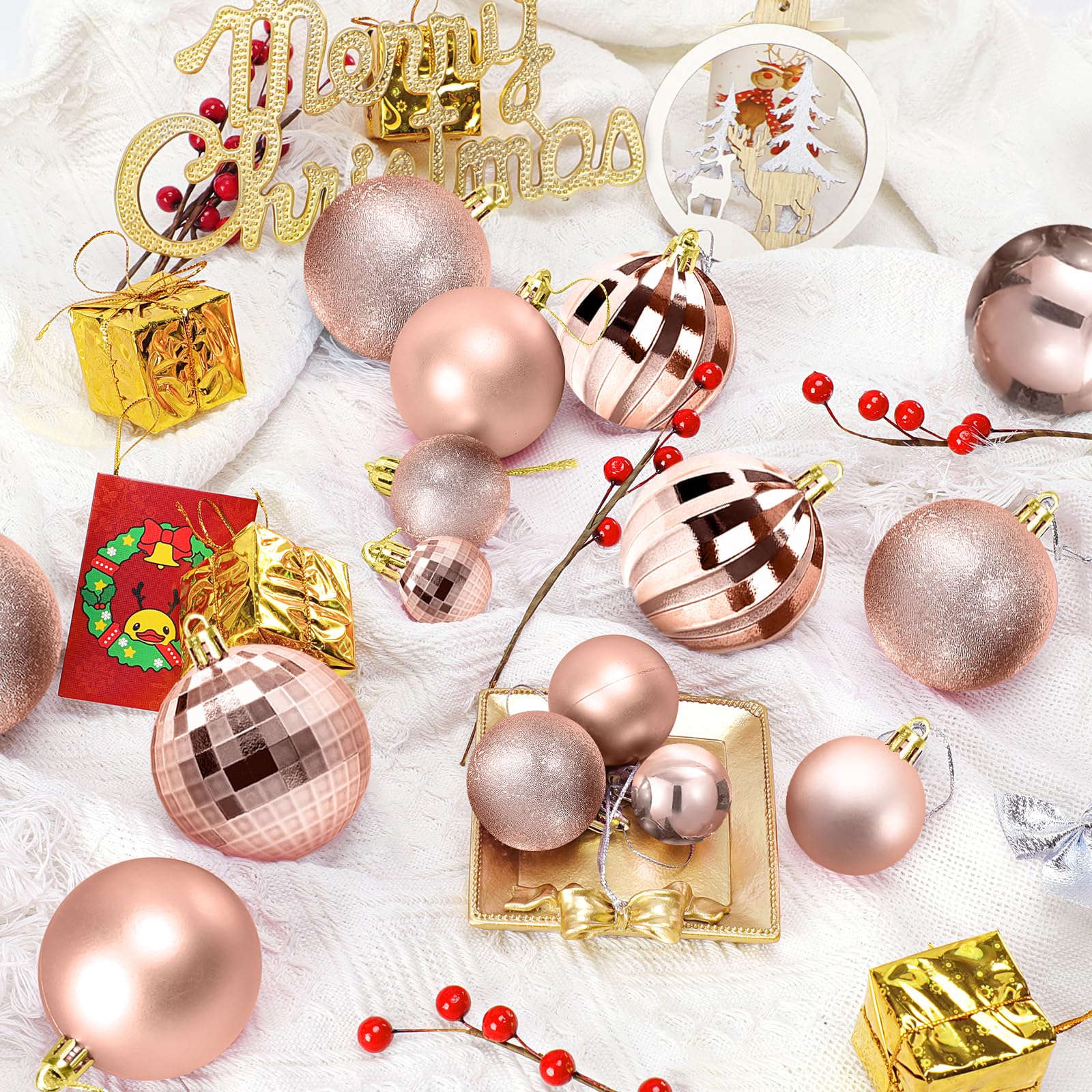 Adornos de Navidad,101 Piezas Bolas de Navidad plástico Adornos del árbol de Navidad decoración navideña decoración