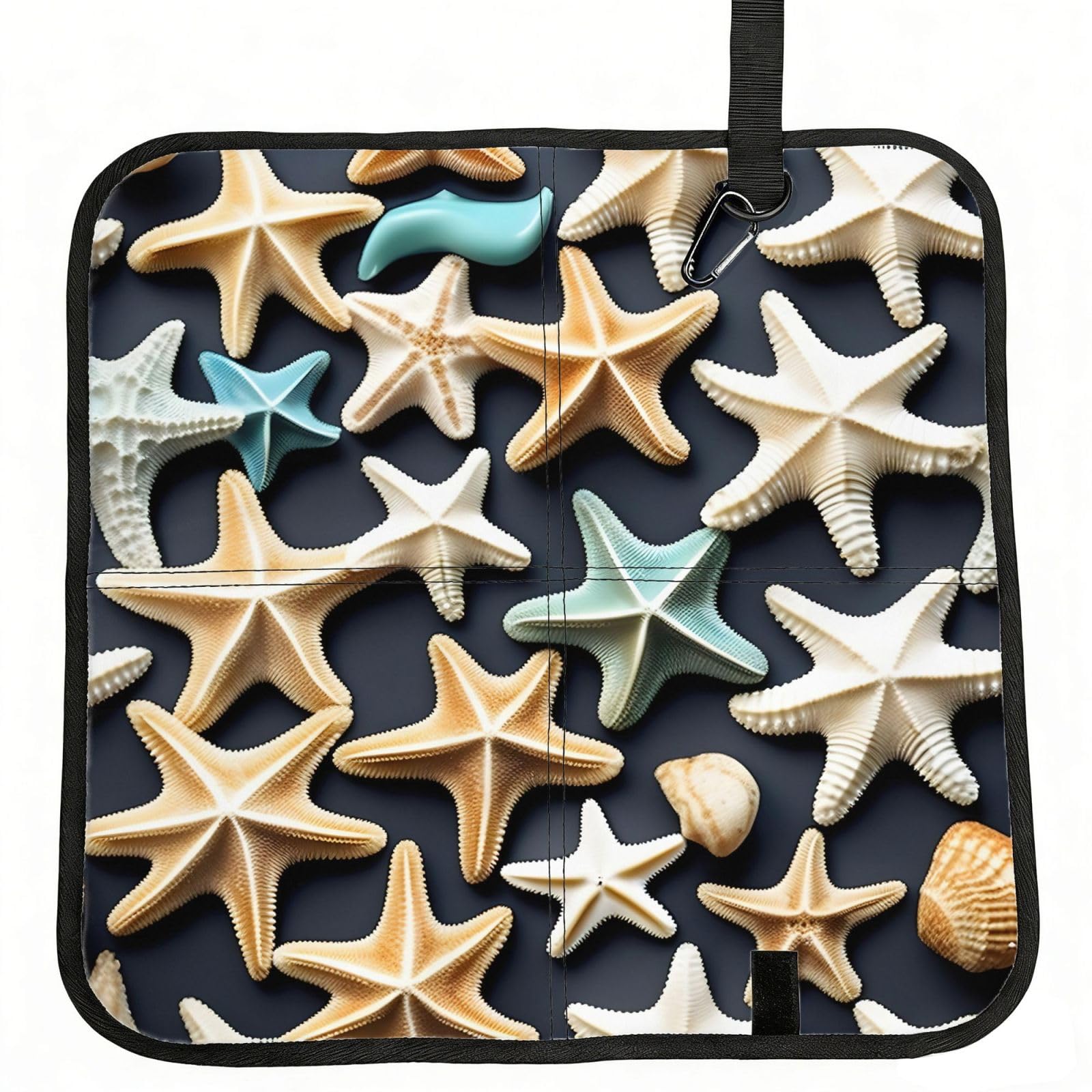 YGLHBDPBF Seashell Starfish Print Camping seat cushion,Foldable Sitting Pads,Save Backpack Space for Hiking
