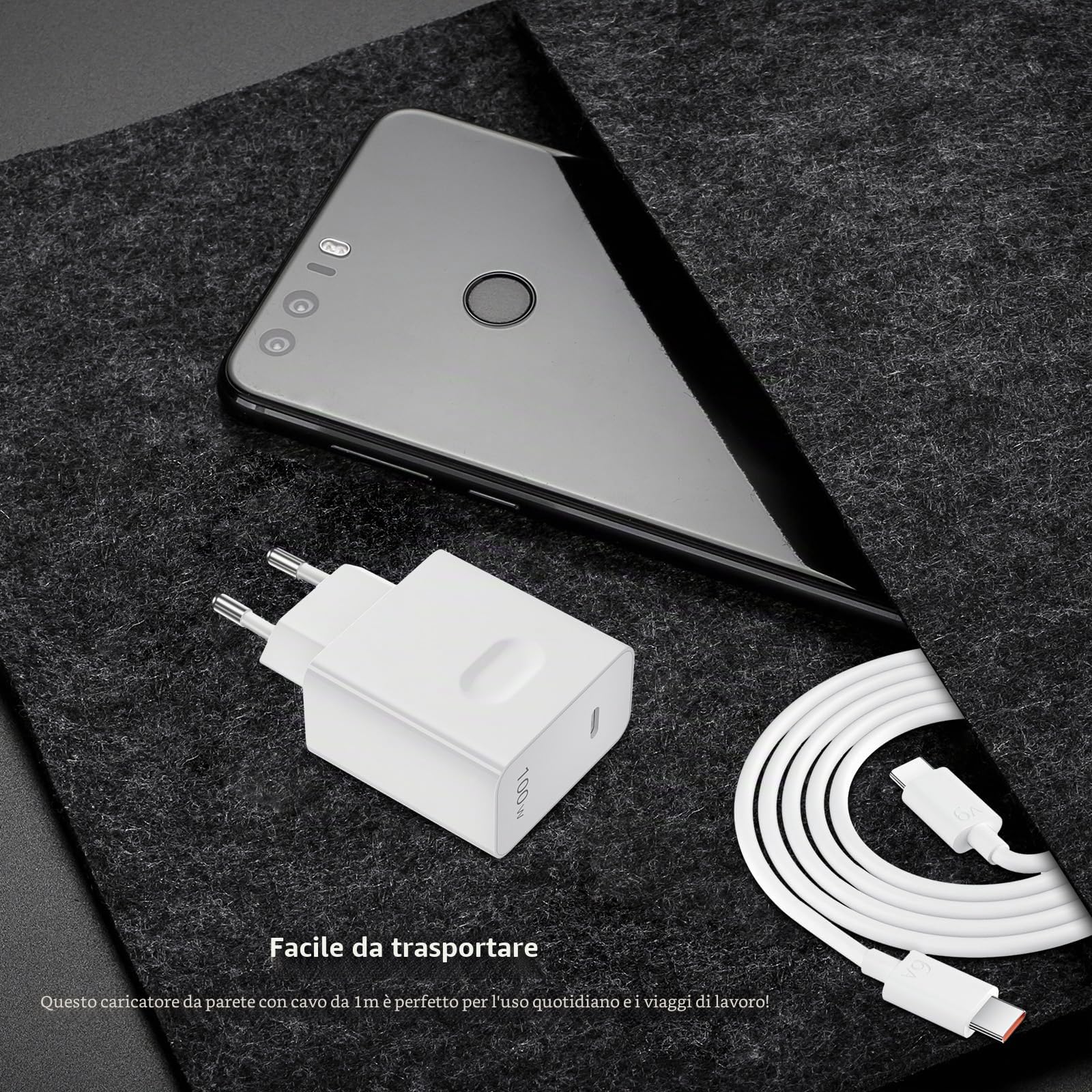 ACOCOBUY Caricabatterie rapido 100W e Cavo USB C a C 1 m per Honor 600 400 | Caricabatterie rapido USB-C PD ricarica rapida per Honor Magic 8 7 6 5 Lite V6 V5 V3 X5c X6b X6c X7e X8d X9d Pad 10 9 X9a X8a