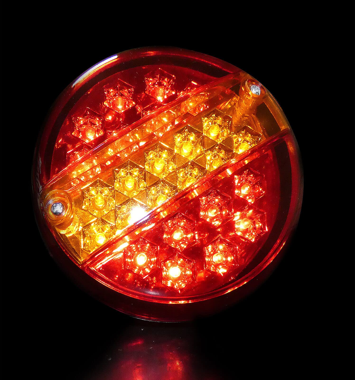 Generic 6 x 12 V/24 V LED luces traseras universales 25 LED lámpara redonda hamburguesa 3 funciones parada, posición, intermitente para coche caravana camión remolque