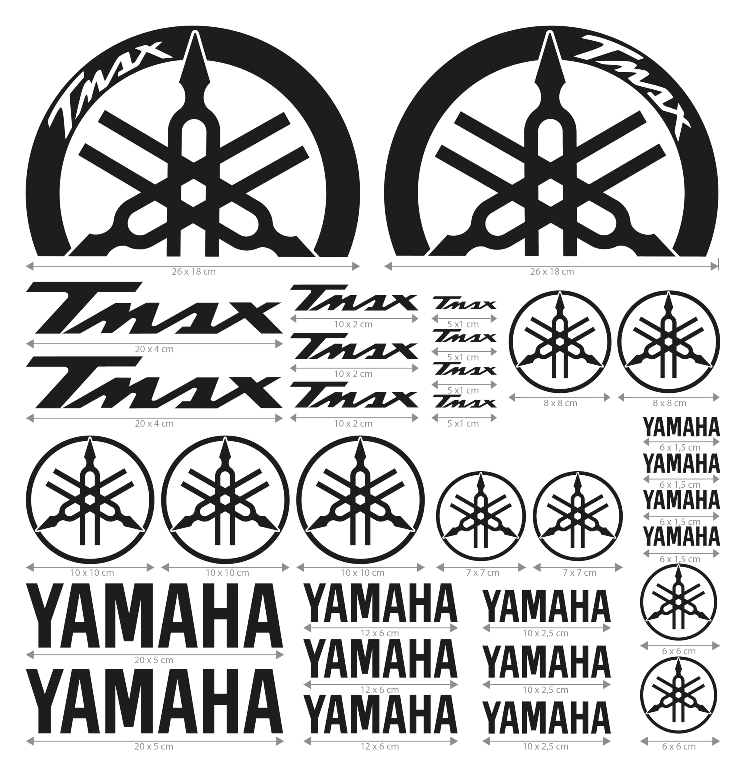 Adesivi Compatibili con Yamaha TMAX 500/530 – Kit Sticker Moto Scooter in Vinile Alta Qualità – Impermeabili, Resistenti UV – Facile Applicazione – Vari Colori