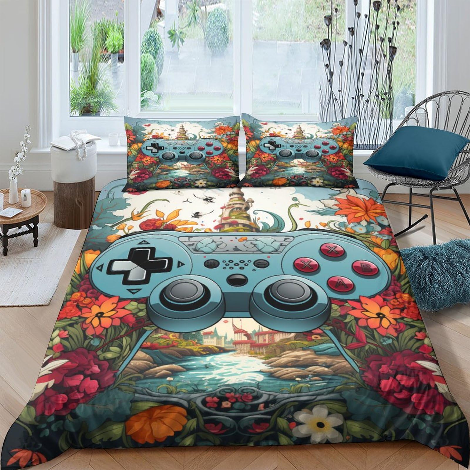 Parure de couette manette de jeu ultra douce en microfibre premium