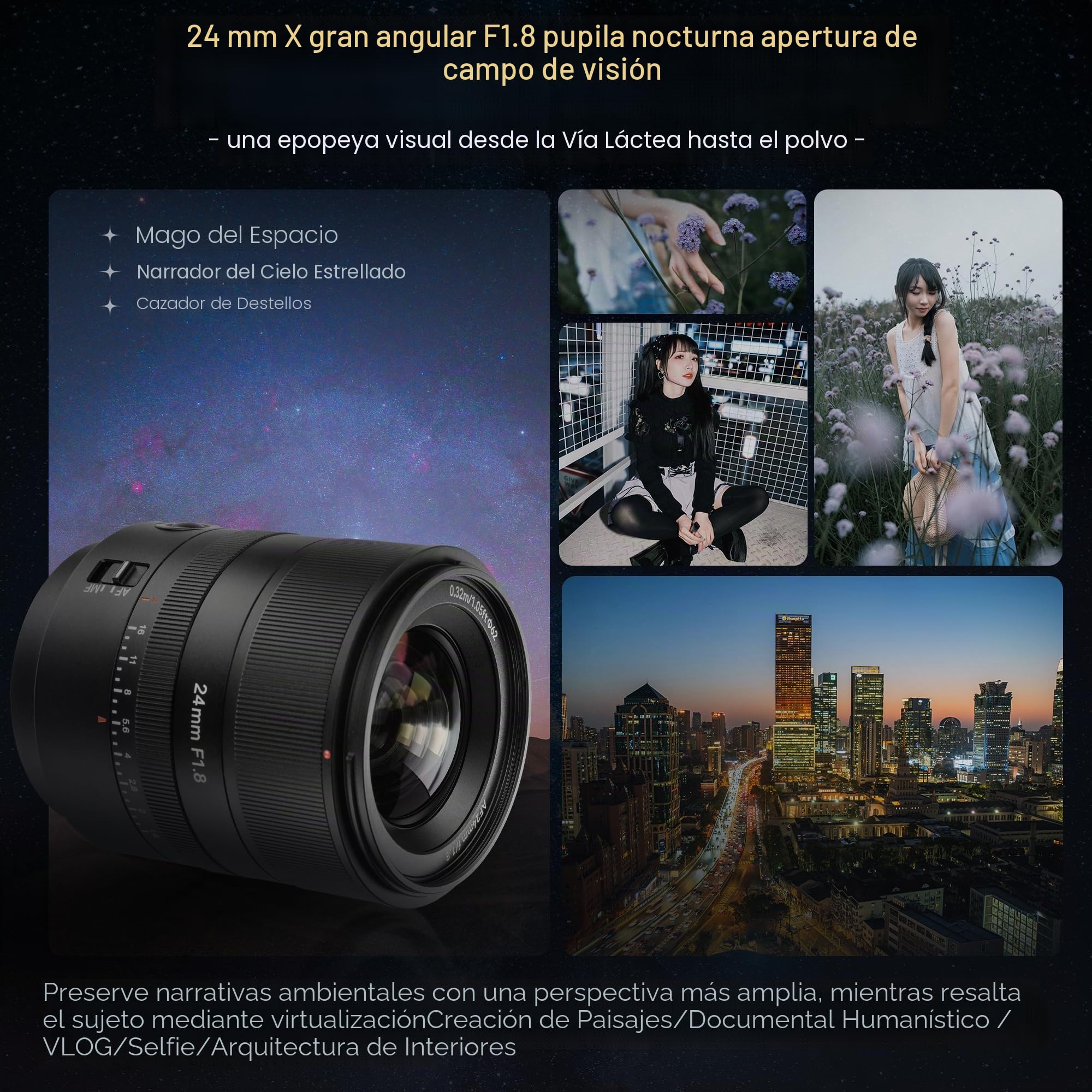 7artisans AF 24mm F1.8 Full Frame Objetivo Z Mount de Gran Apertura, Enfoque automático/Manual Lente para cámara, de Nikon Z Mount Z5, Z6, Z7, Z50, Z6 II, Z7 II