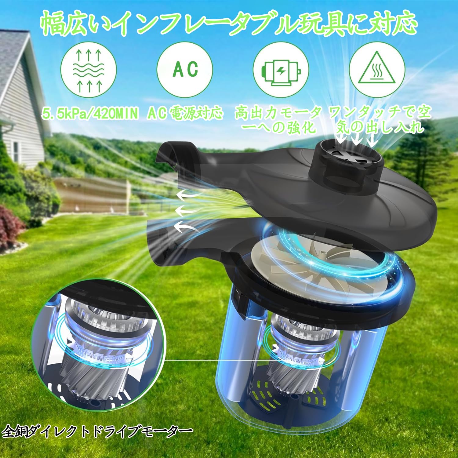 Amazon.co.jp: P A W A R 超軽量＆高出力エアーポンプ 電動 空気入れ