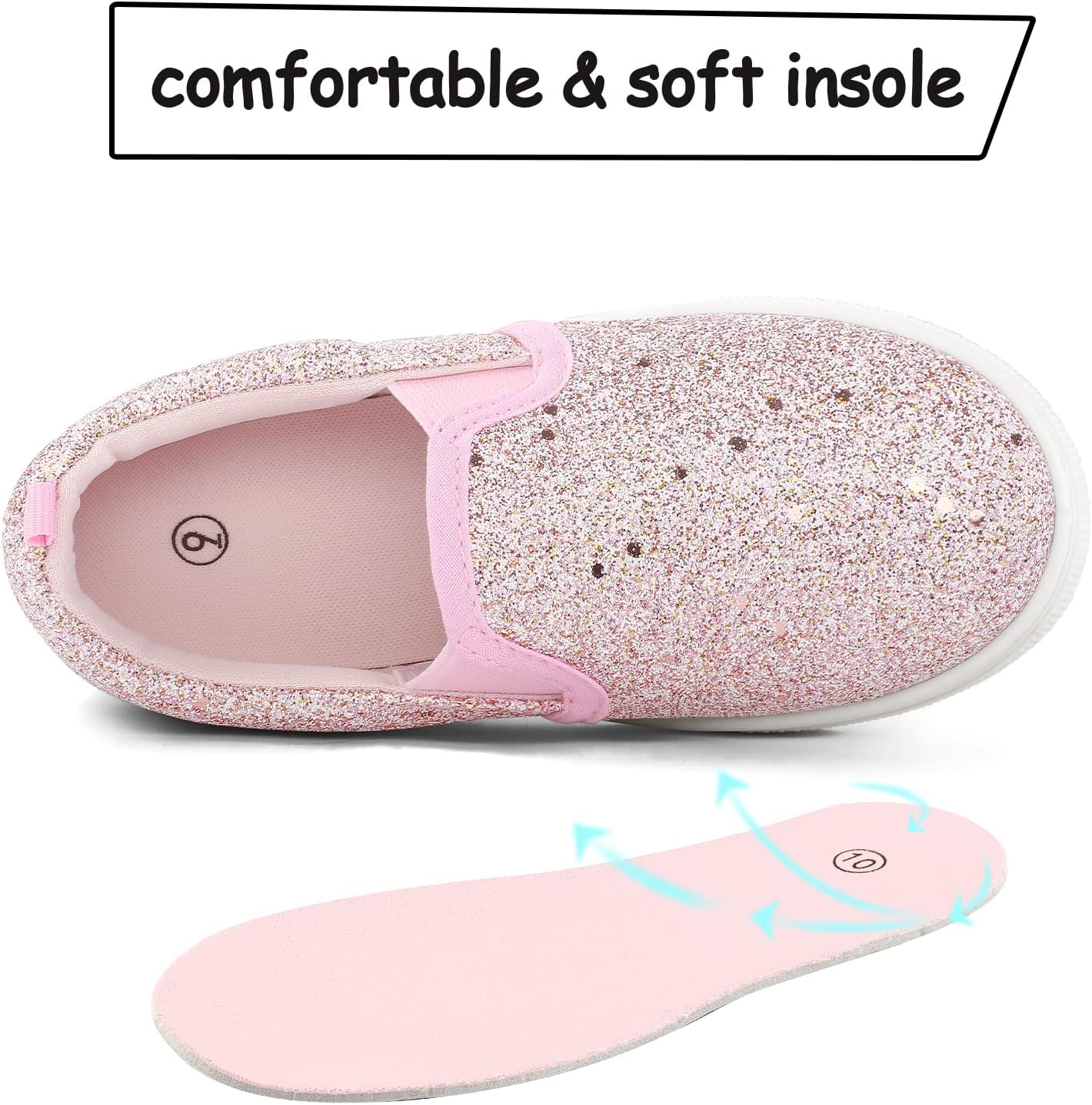 K KomForme Toddler Sneakers for Girls Boys Slip On Canvas Walking Shoes - Image 6