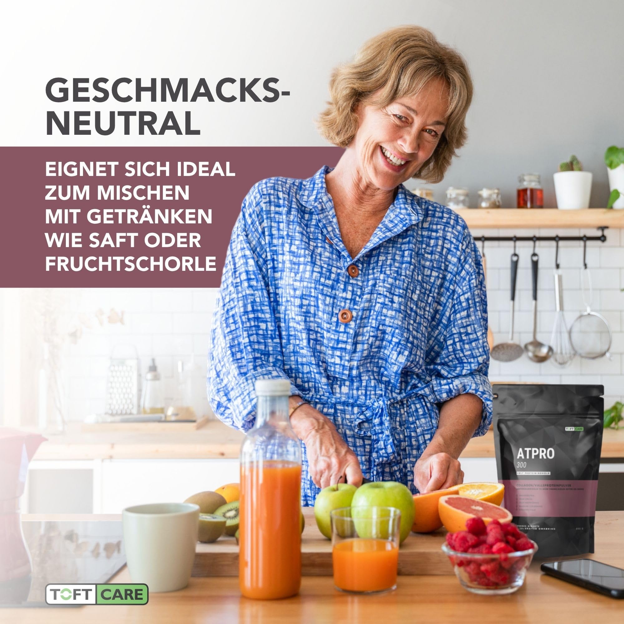 ATPRO 300 Neutrales Proteinpulver, Molkenisolat und Kollagen 1000g