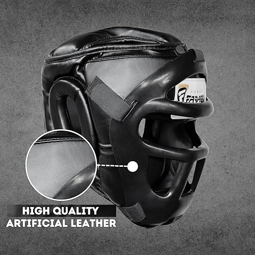 Miniatura 5 de Farabi Sports Boxing Headgear Grill Head Guard MMA Training Kickboxing Sparring Gear Removable Front Bar Gril