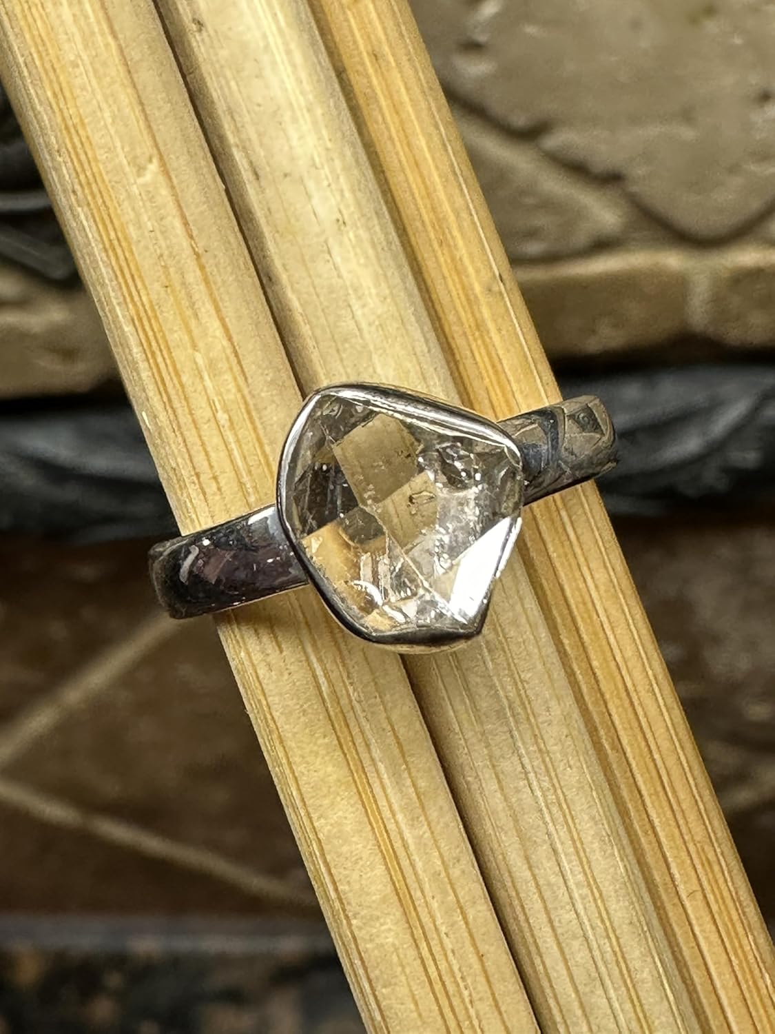 Natural Herkimer Diamond 925 Solid Sterling Silver Ring Size 6, 7, 7.5, 8, 8.25