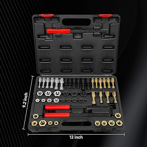 Miniatura 7 de SZSYD Juego de 49 piezas de cazador de roscas, kit restaurador de roscas incluye 24 troqueles de reenhebrado, 22 grifos de reenhebrado y 3 archivos