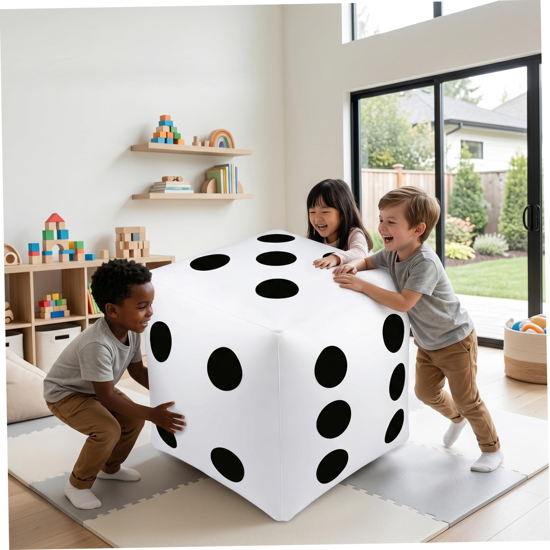Dados inflables Gigantes de 40 Pulgadas, Dados Gigantes de PVC a Prueba de Fugas para jardín Interior y Exterior, Juego de Mesa de Fiesta EN LA Piscina de natación, Blanco