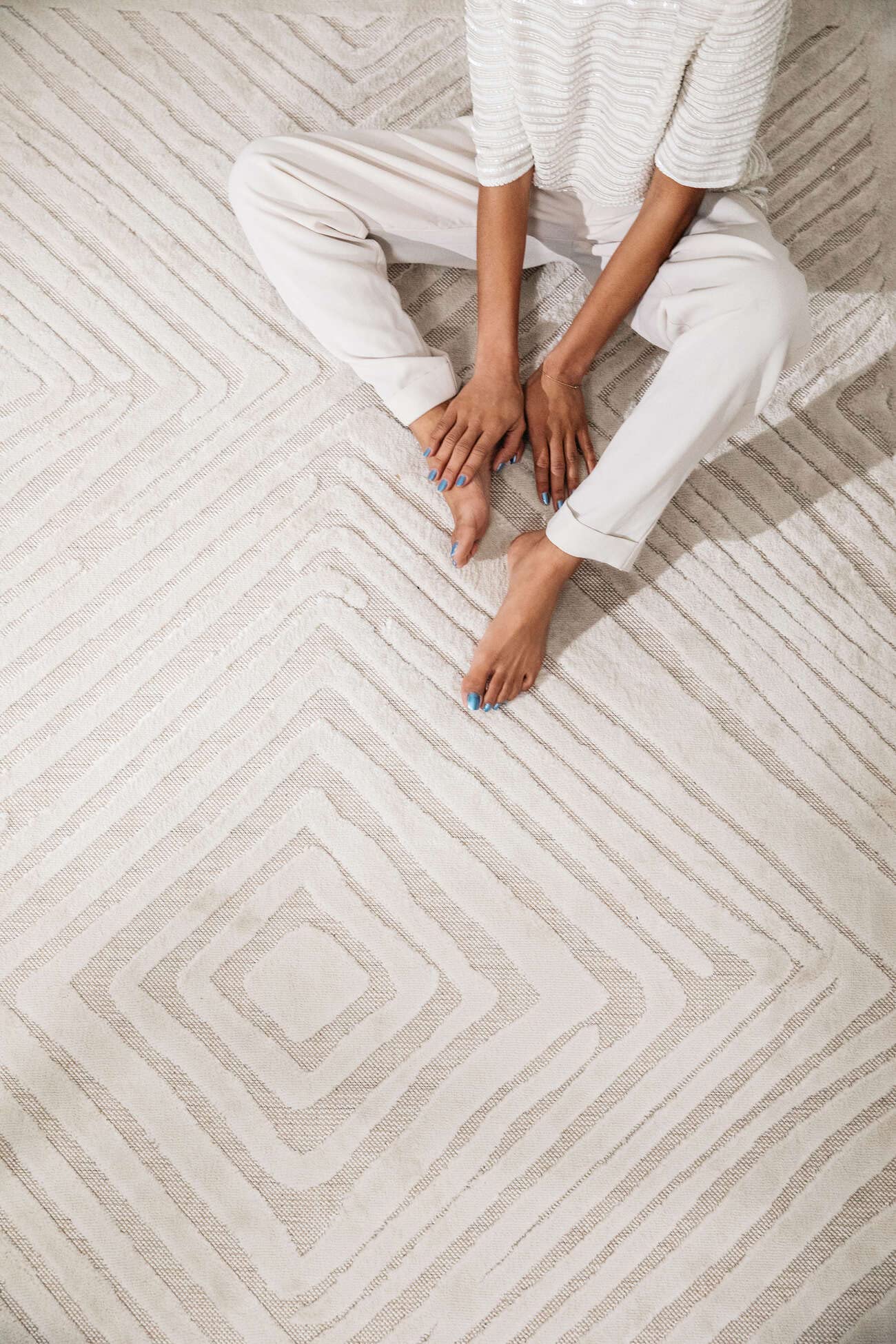 RugVista Tuscany, Tappeto, Moderni, 200 x cm, Quadrata, Pelo medio, Lavabile solo a secco, oeko_tex_100, Bianco crema