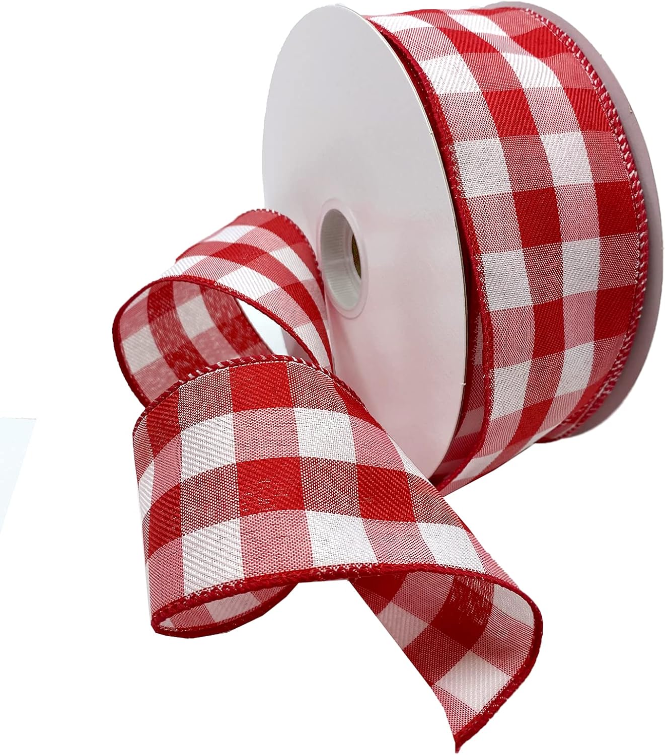 Morex Ribbon Wired Gingham Style Ribbon Shocking Pink