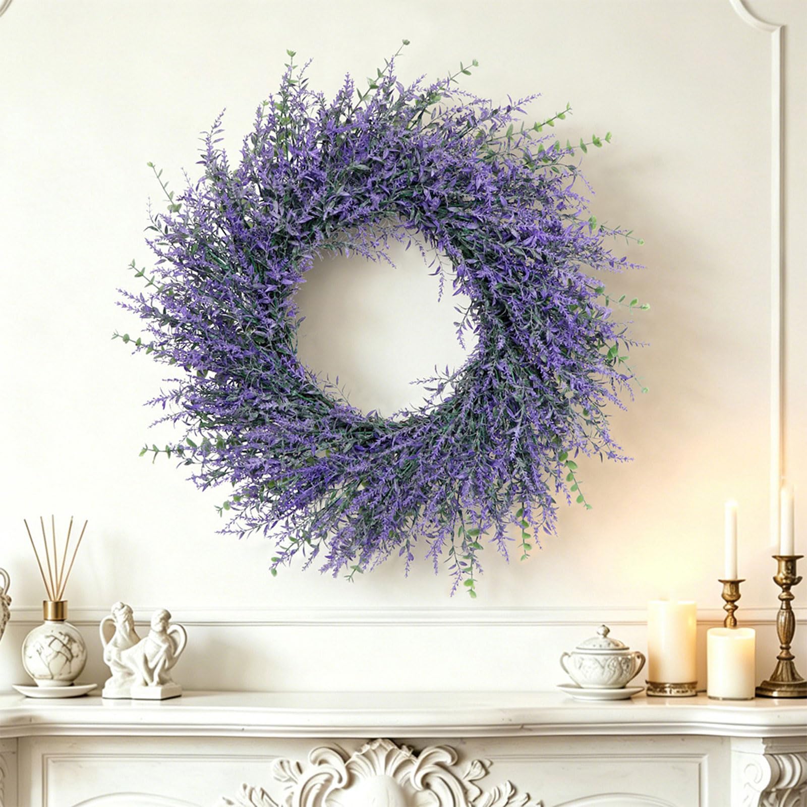 Ghirlanda di lavanda artificiale realistica con pianta rampicante per matrimonio, per porta d'ingresso, finestra, corridoio, giardino, ghirlanda di lavanda artificiale