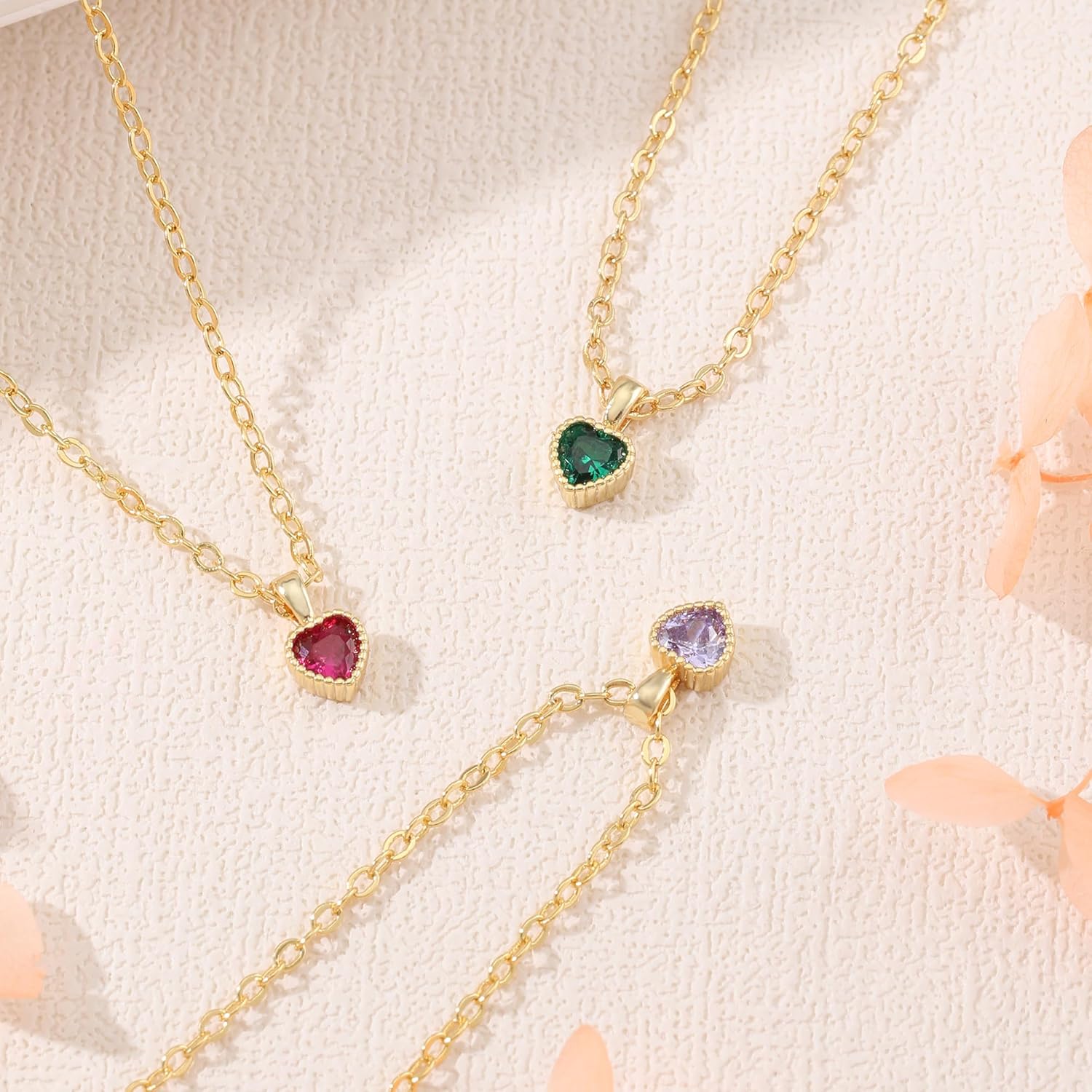 Birthstone Necklace for Women Birthday gifts for Sister Simple Gold Heart Necklace Back to School Stuff for Her Chrismas Gold Birthstone Necklace for Women - Image 7