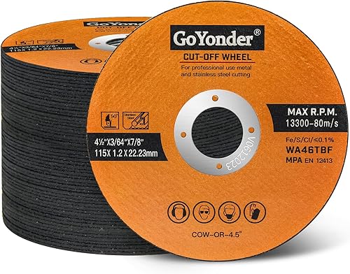 Miniatura 8 de GoYonder Paquete de 10 ruedas de corte de 4.5 pulgadas para metal, acero inoxidable, 4-12 pulgadas x 0.045 x 78 pulgadas, rueda de corte ultrafina