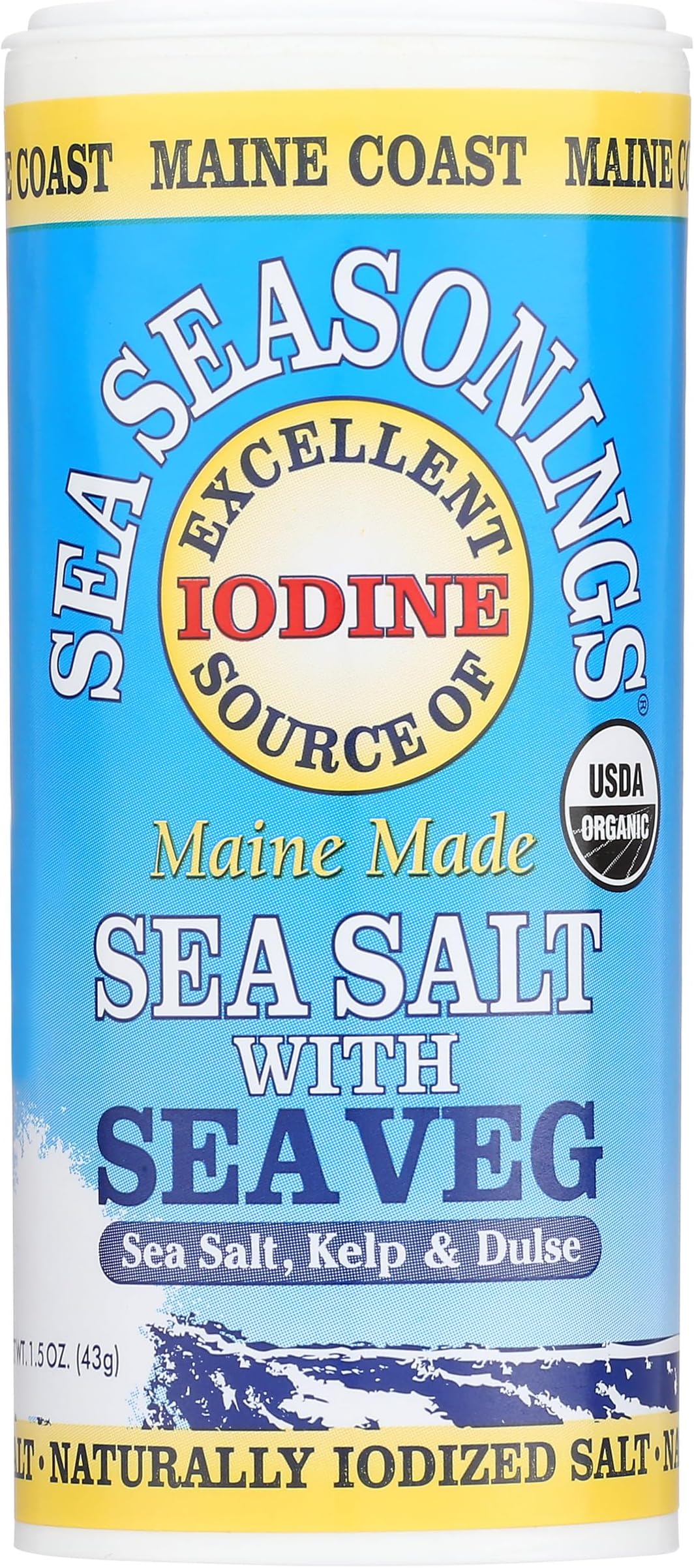 Sea Salt with Sea Veg Shaker | Wild-Harvested Seaweed Seasoning | Organic Dulse & Kelp Blend | Rich in Iodine | Great for Soups & Salads | 1.5 oz (Pack of 1)
