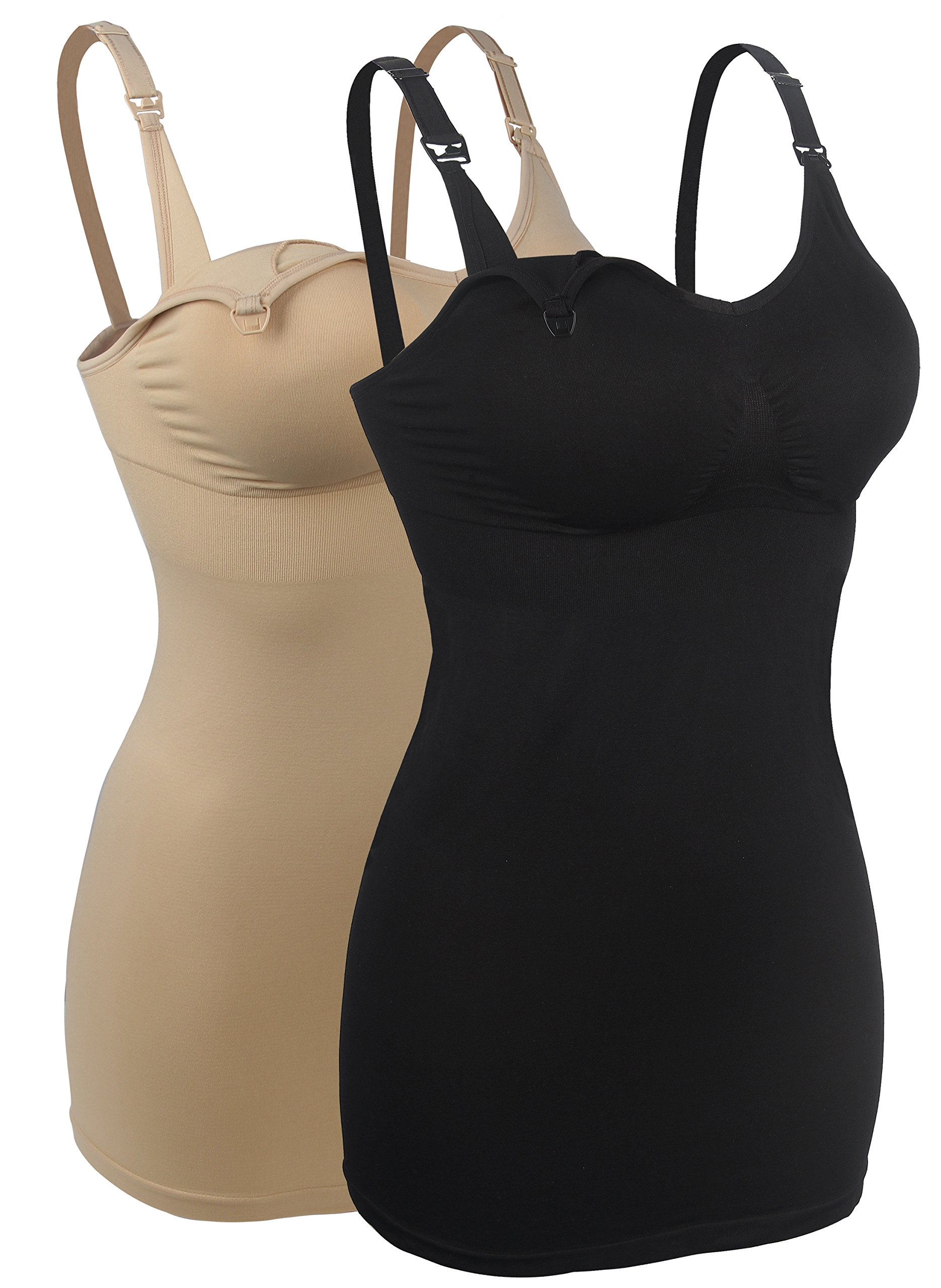 iLoveSIA Soutien-Gorge d'allaitement Brassière spécial maternité sans Armatures Uni Femme, Top D'allaitement 2pcs Lot(noir+beige), L(Fit FR 95BC)